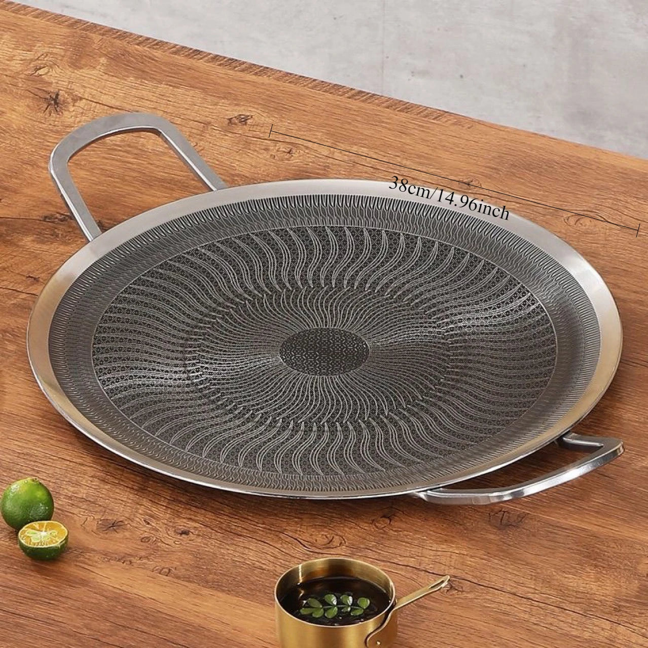 Stainless Steel Grill Pan for Outdoor BBQ, Camping, Korean BBQ, Compatible with Induction Stove & Gas Burner Stainless Steel