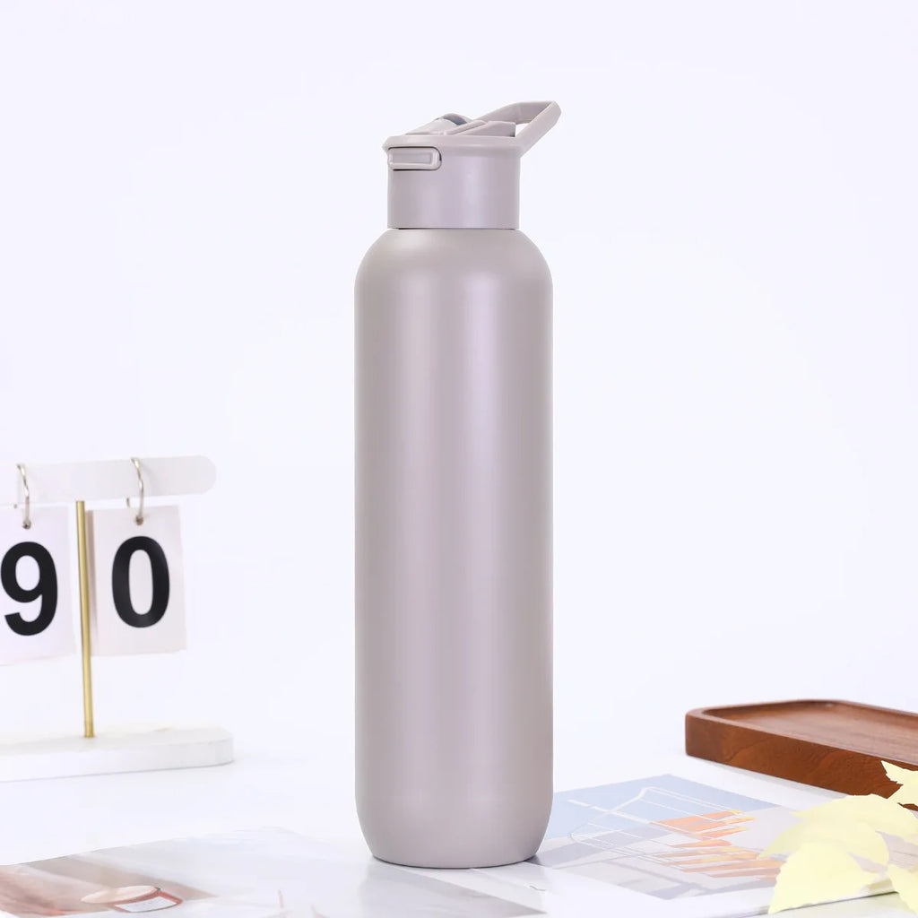 Portable Sports Water Bottle 304 Stainless Steel Double-layer Insulated Cup for Mountaineering with Handle and Small Spout