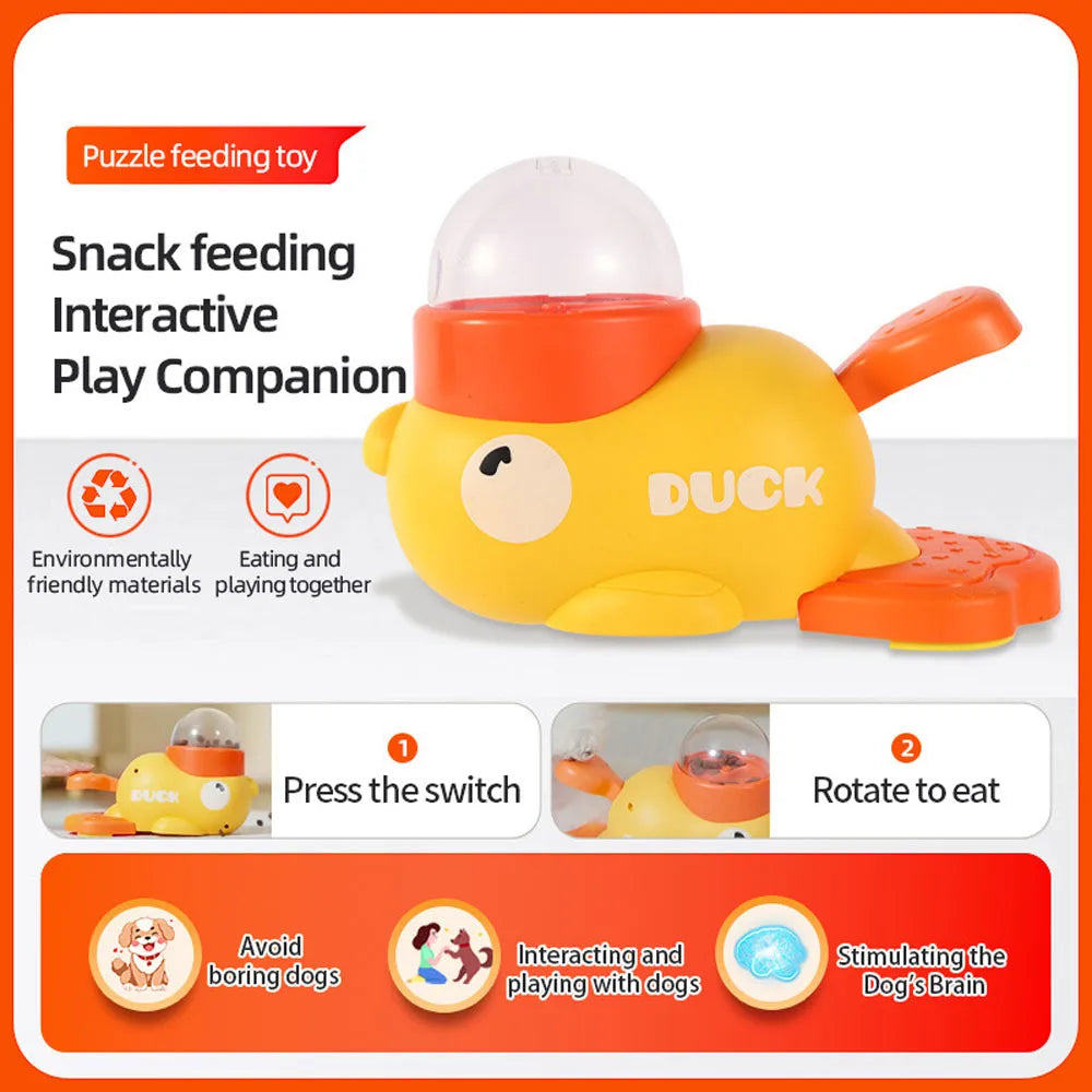 Intelligent Dog Automatic Feeder Cat Dog Puzzle Feeder Interactive Pet Food Treat Dispenser Cartoon Duck Design Anti-slip Pet