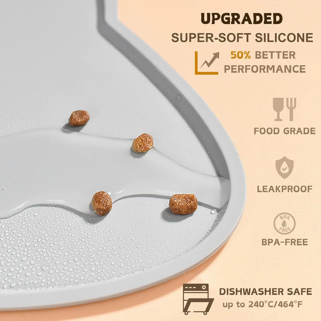 Food Grade Silicone Cat Mat, Anti-slip Waterproof Leak-proof Pad for Cats & Dogs, Easy to Clean Pet Bowl Mat