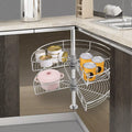 2-Shelf 24" Kidney Chrome Lazy Susan Kitchen Base Cabinet Corner Organizer Rack Iron