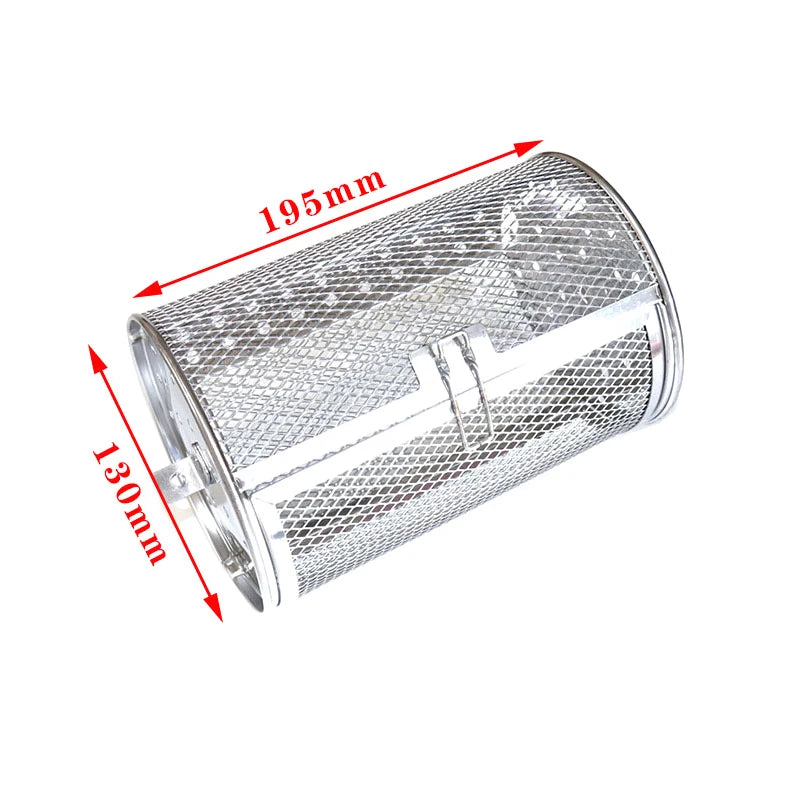 Stainless Steel Grill Rotisserie Oven For Kitchen Fry Basket Coffee Bean Grilled Cage Drum Rack Air Fryer Accessories Universal