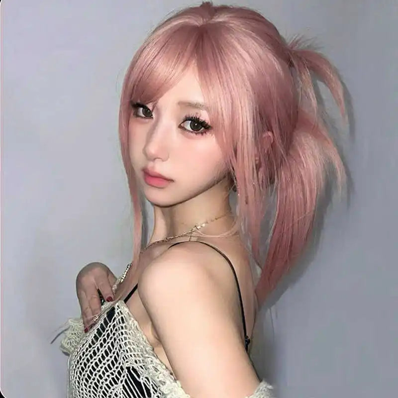 AOSIQUEEN Grapefruit Powder Wig Long Straight Synthetic Wig for Women Fashion Wig for for Daily Halloween Costume Party Cosplay