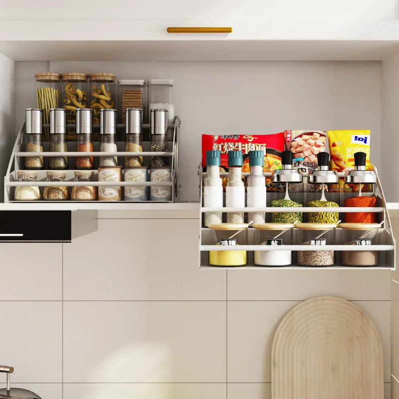 Kitchen high cabinets storage rack  lifting Pull basket  hanging cabinets pull-down shelves seasoning racks