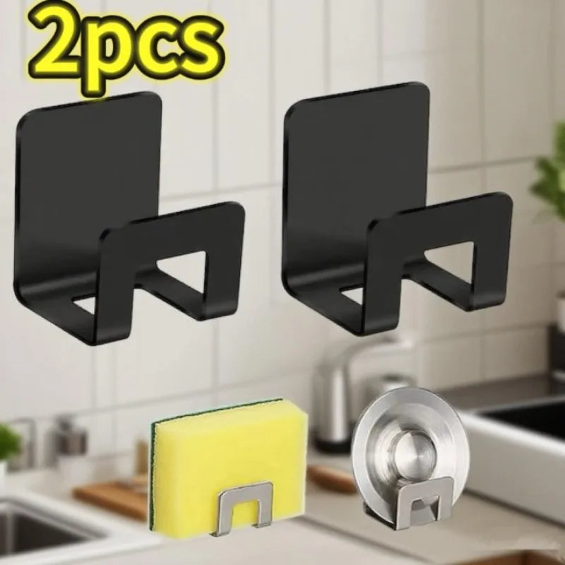 Stainless Steel Sink Tray Drainer Rack Kitchen Sink Sponge Holders Self Adhesive Hook Storage Holder Kitchen Wire Rag Organizer