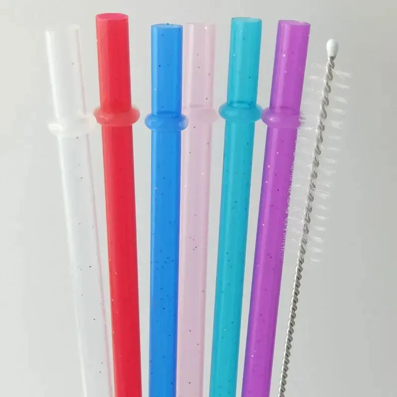 12 PCS New Pure Color Belt Belt Glitter Gold Powder Plastic Tube Thickened and Hard Party Creative Ceusable Colorful Straw
