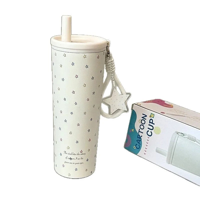 750ML Thermos Bottle with Straw 304 Stainless Steel Coffee Cup Vacuum Flask Thermos Water Bottle Tea Leak-proof Thermos Mug