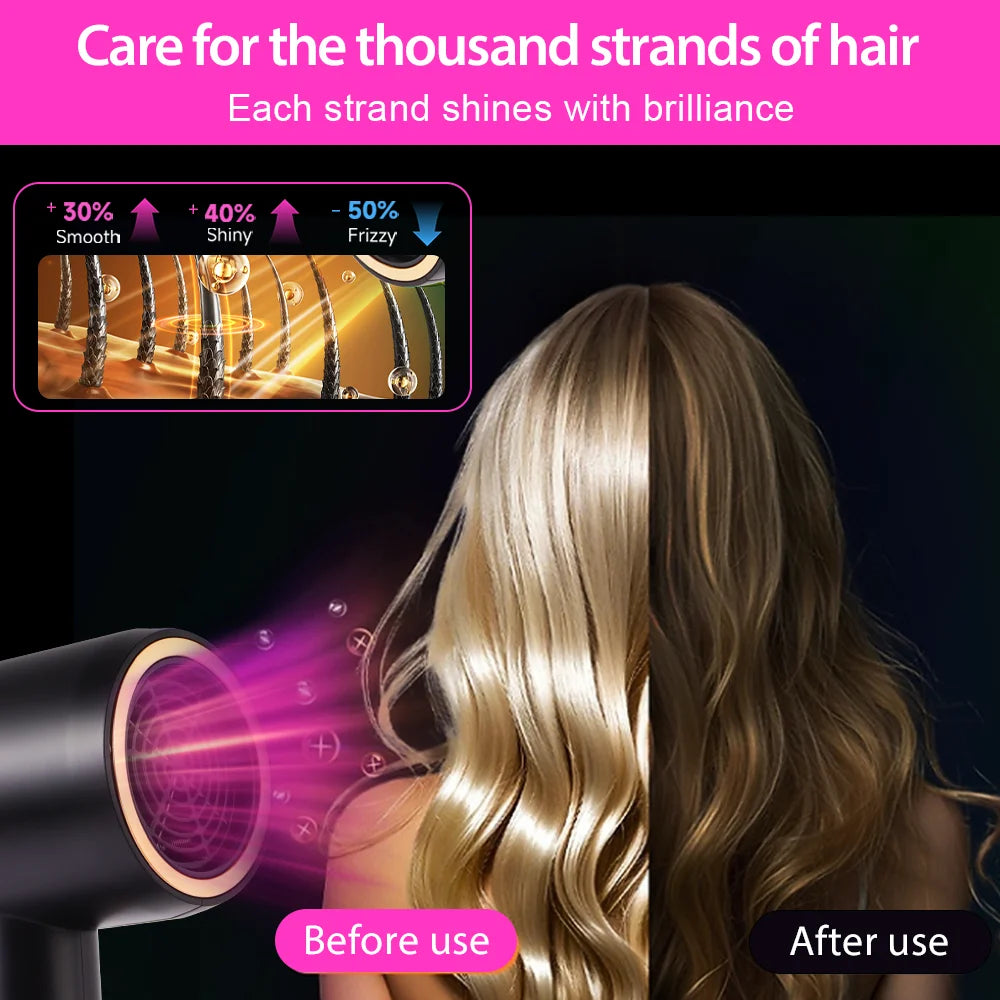 10 Piece Black Hair Dryer Set Hair Care Tools, Home Hair Salon Hair Dryer Multi-Speed Adjustable Blow Drying Hair Styling