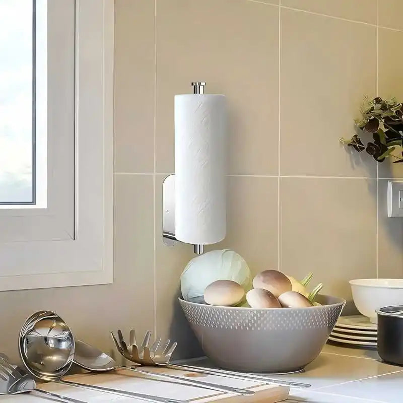 Stainless Steel Kitchen Organizer Paper Hanger For Kitchen Adhesive Under Cabinet Wall Mount Paper Towel Holder SUS304