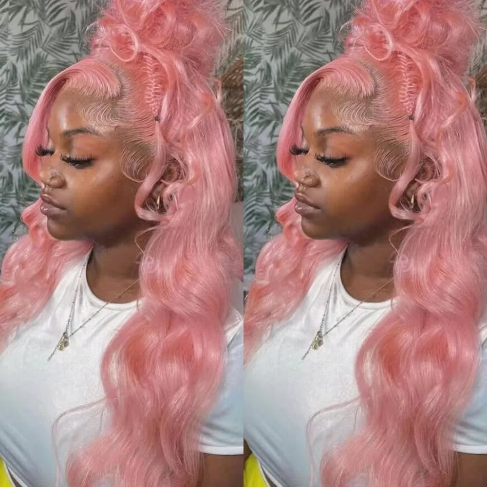 36 Inch Body Wave Human Hair Wigs HD Lace Front Wigs 13x6 Human Hair for Women 180% Density 13x4 Lace Frontal Wig Pink Body Wave