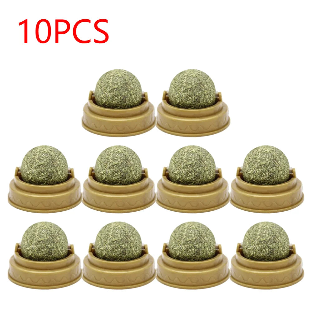 20-1PCS Catnip Cat Wall Stick-on Ball Natural Mint Promote Digestion Cat Grass Pet Toy Improve Appetite Spinning Pet Toy Ball