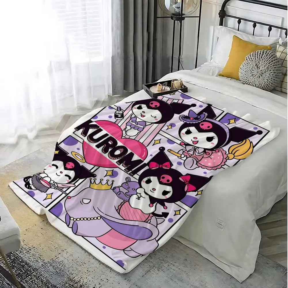 Luxury Blanket for Sofas Kawaii Kuromis Bed Blankets King Size Home Interior Fluffy Plaid Throw Knee Soft Nap & Throws Sofa Fur