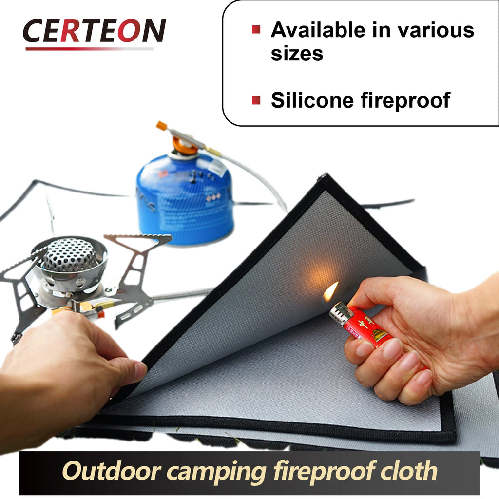 Portable Fireproof Mat Multi Size Silicone Coated Fiberglass Heat Shield for Fire Pit BBQ Patio Camping Deck Protection