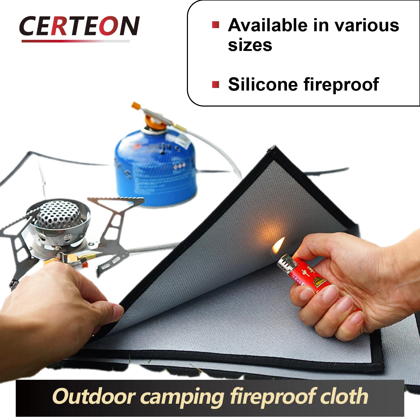 Portable Fireproof Mat Multi Size Silicone Coated Fiberglass Heat Shield for Fire Pit BBQ Patio Camping Deck Protection
