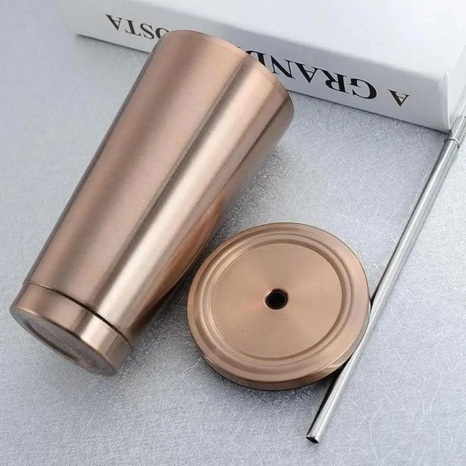 New Large Capacity Office Coffee Cup 304 Stainless Steel Straw Cup Portable Home Cooling Insulation Cups Covered Travel Car Cups
