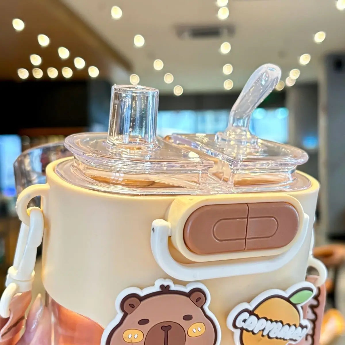 kapibara 600ml cartoon double drink sub-warehouse plastic water bottle kids Capybara outdoor portable plastic summer cup student