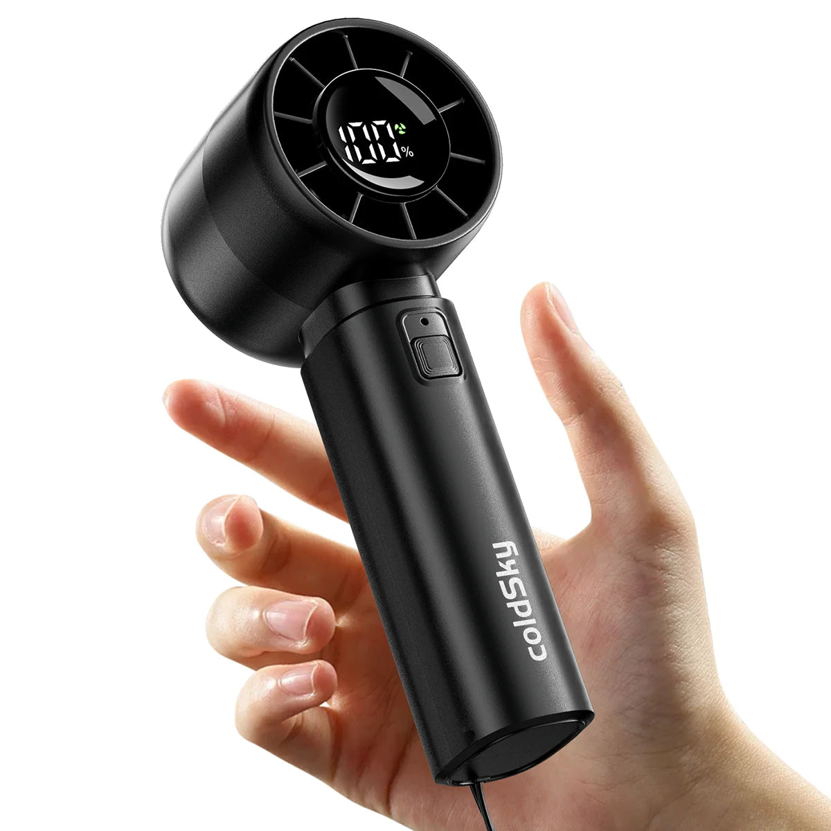 coldSky Portable Handheld Fan 3000mAh Battery Operated Cooling Fan 5 Speed Adjustable Small Desktop Fan With Digital Display