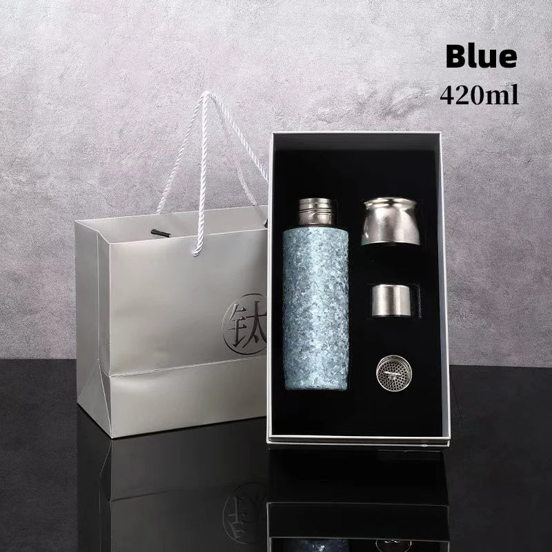 Titanium Thermos 420ML 14OZ Tea Infuser Insulated Mug Tumbler Thermal Cup Water Bottle for Vacuum Flasks termo titanio titane