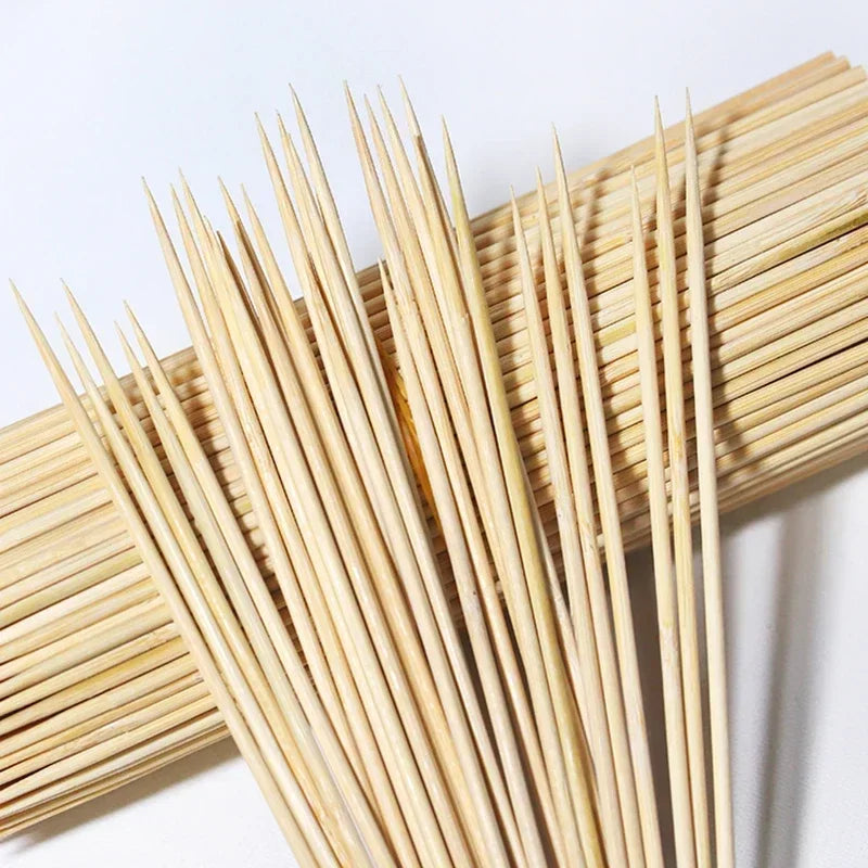 15/20/25/30cm Bamboo Skewer Sticks Food Grade Bamboo Stick for Kitchen Barbecue Fruit Fried Disposable Nature Wood Long Stick