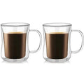 FOME 1/2/4pcs Double Wall Glass Coffee Cups Clear Espresso Mug With Handle For Hot Cold Beverage Milk Juice Teacup Drinkware Set