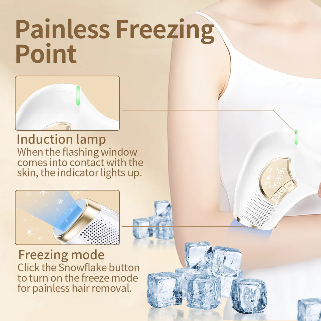 3in1 Cooling Laser Hair Removal for Women Rejuvenation Acne Remove 3 Lamp Caps At-home Bikini Trimmer for Men IPL Epilator