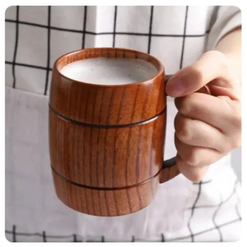 Wooden Beer Cup Jujube Sour Wood Big Capacity Beer Tea Coffee Water Cup Wooden Barrel Beer Mug Kitchen Bar Drinkware