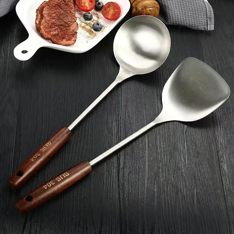 Kitchen Companion Iron Wok Spatula & Ladle; Ideal for Cooking with Stainless Steel Equipment
