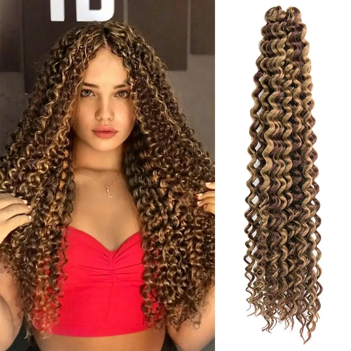 Long Deep Wave Braiding Hair 28 Inch Ocean Wave Crochet Hair Synthetic Deep Curly Crochet Hair Extensions For Black Women