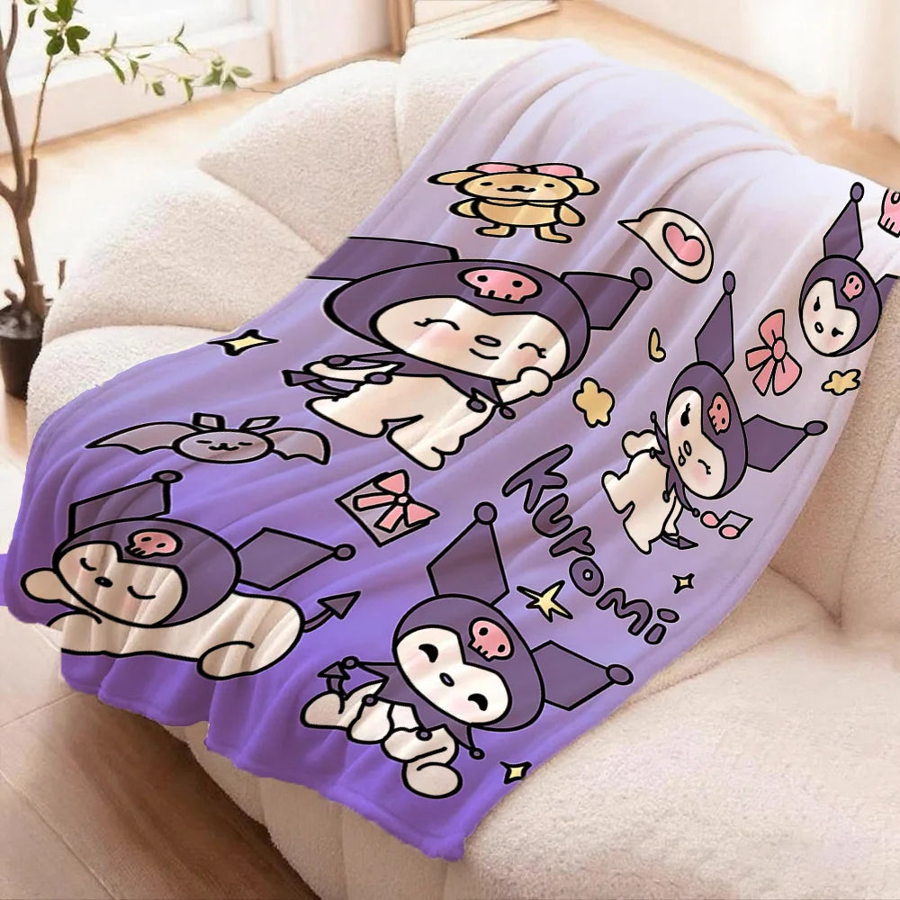 Sofas Blankets and Bedspreads Kawaii K-Kuromi Camping Nap Blanket for Bed New Year Bedspread the Anime Home Decoration Furry