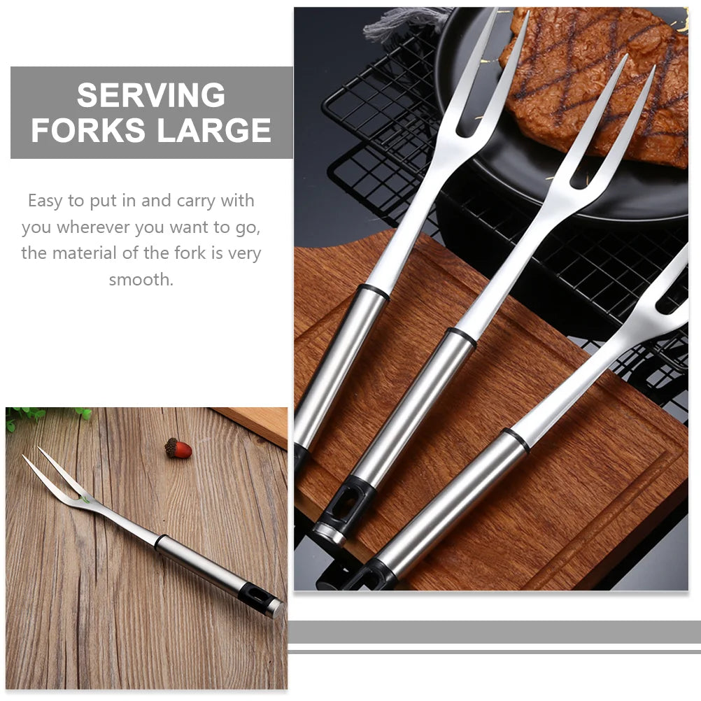 U Shape Stainless Steel Meat Fork BBQ Fork Outdoor Roasting Fork Large Serving Fork Grill Skewers Roasting Sticks Barbecue