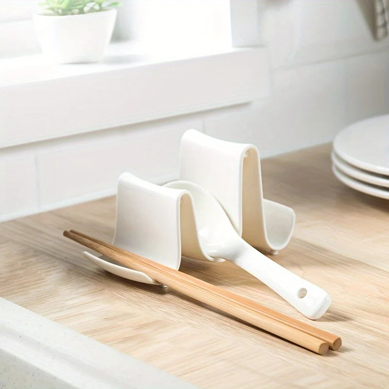 Innovative Wave Design Kitchen Organizer - Plastic Pot Lid Holder, Chopstick & Utensil Rack for Countertop Storage