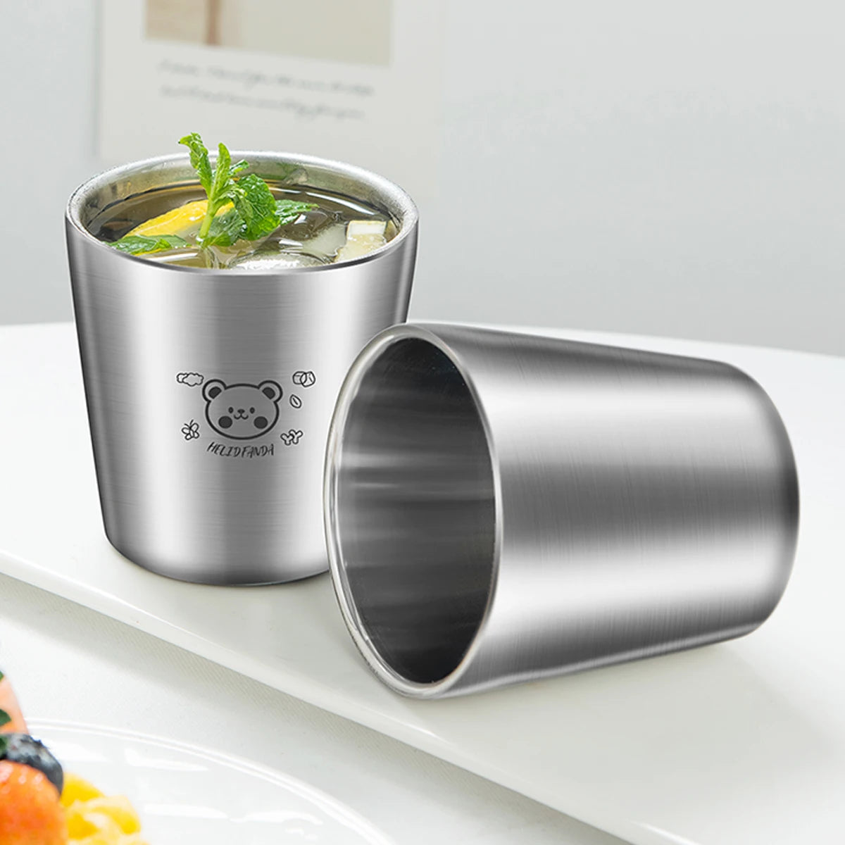 WORTHBUY Milk Cup With Scale Stainless Steel Double Layer Kid Milk Mugs Anti Scalding Kindergarten Drinkware Camping Cup Tea Mug