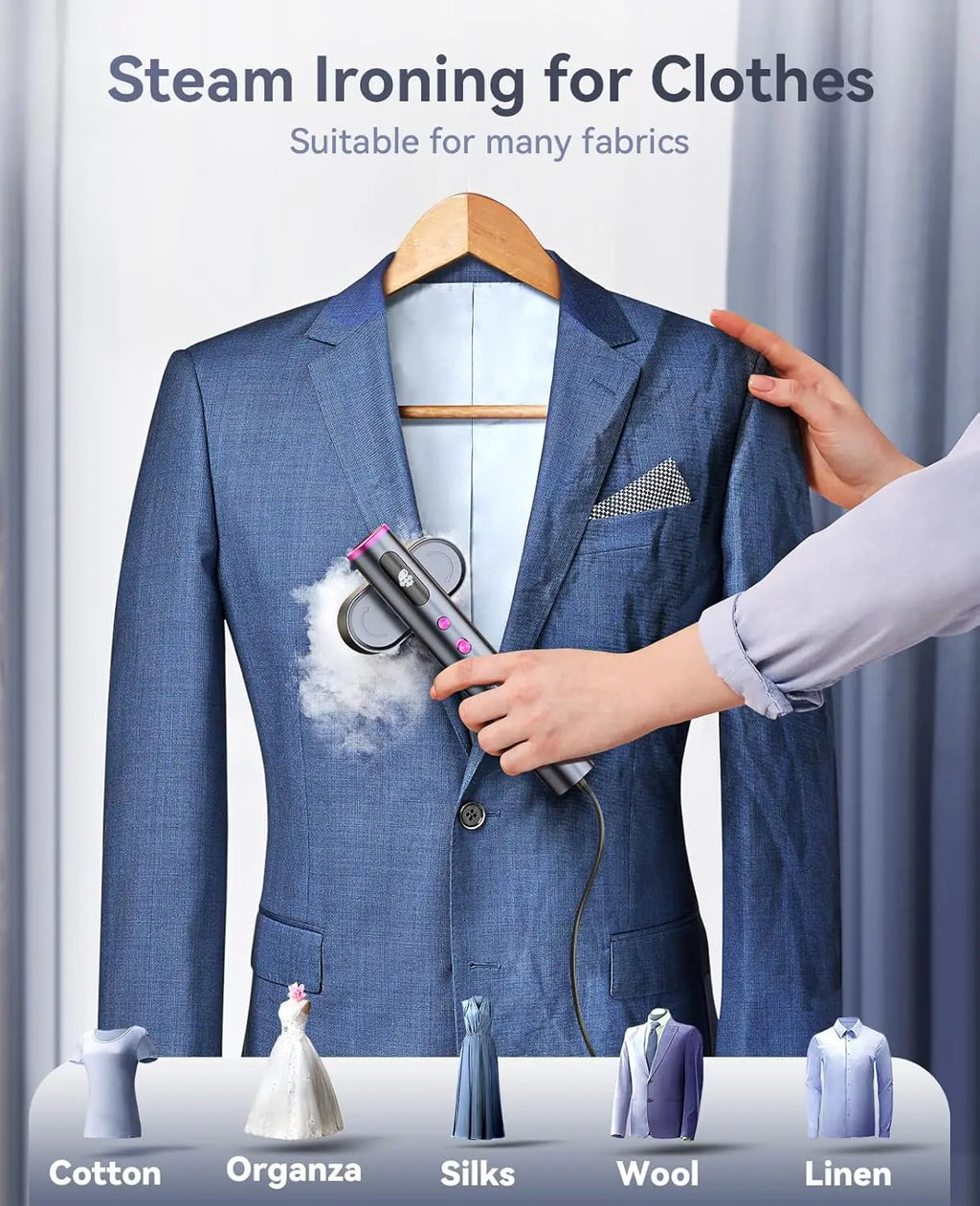Portable Travel Steamer & Iron 2-in-1, 15s Heat Up, Large Ceramic Panel for Clothes, Global Voltage