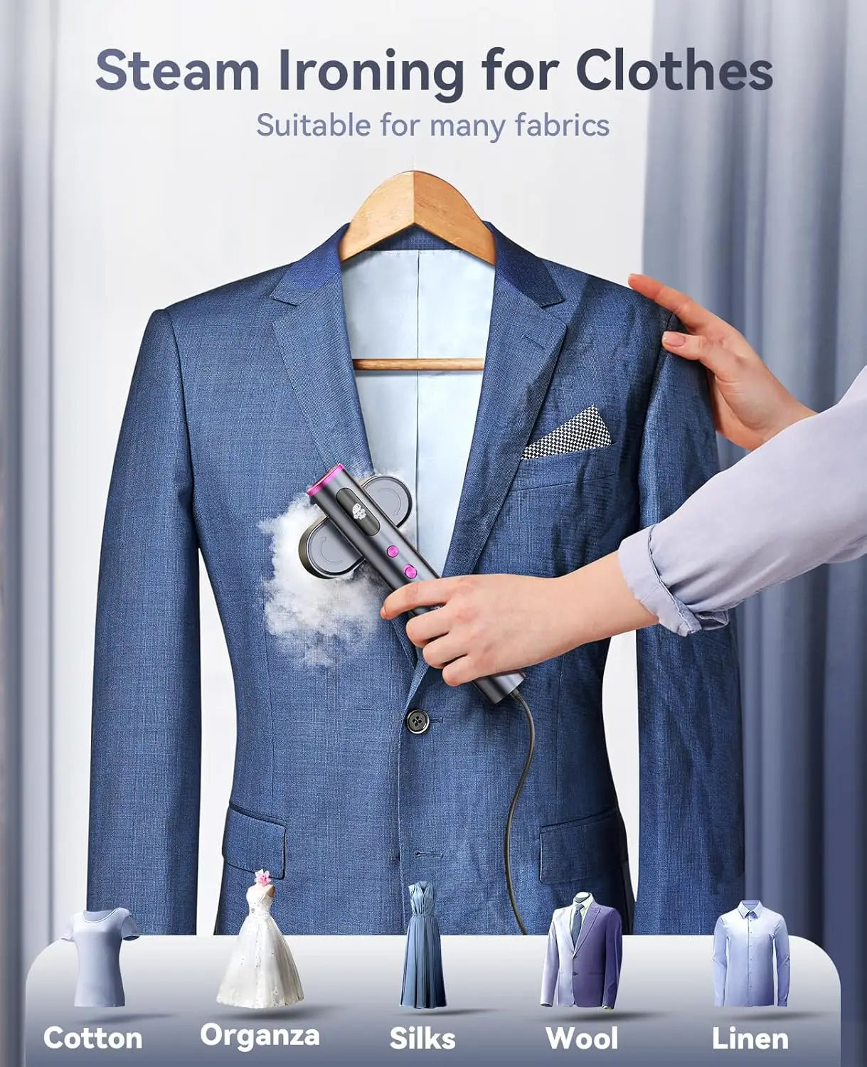 Portable Travel Steamer & Iron 2-in-1, 15s Heat Up, Large Ceramic Panel for Clothes, Global Voltage