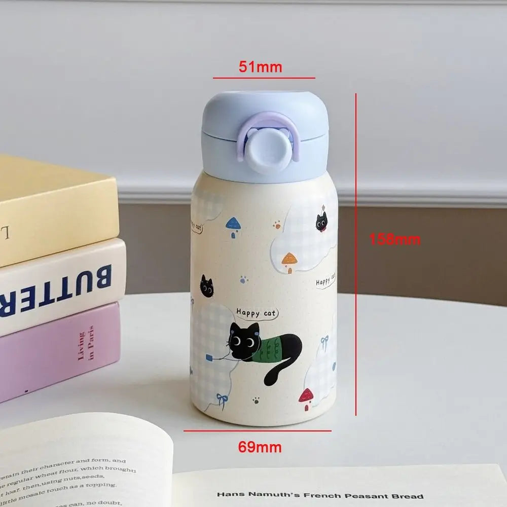 Cute Cartoon Prints Small Thermal Cup Stainless Steel 330ml Coffee Mug Lightweight Leak-proof Students Pocket Flask