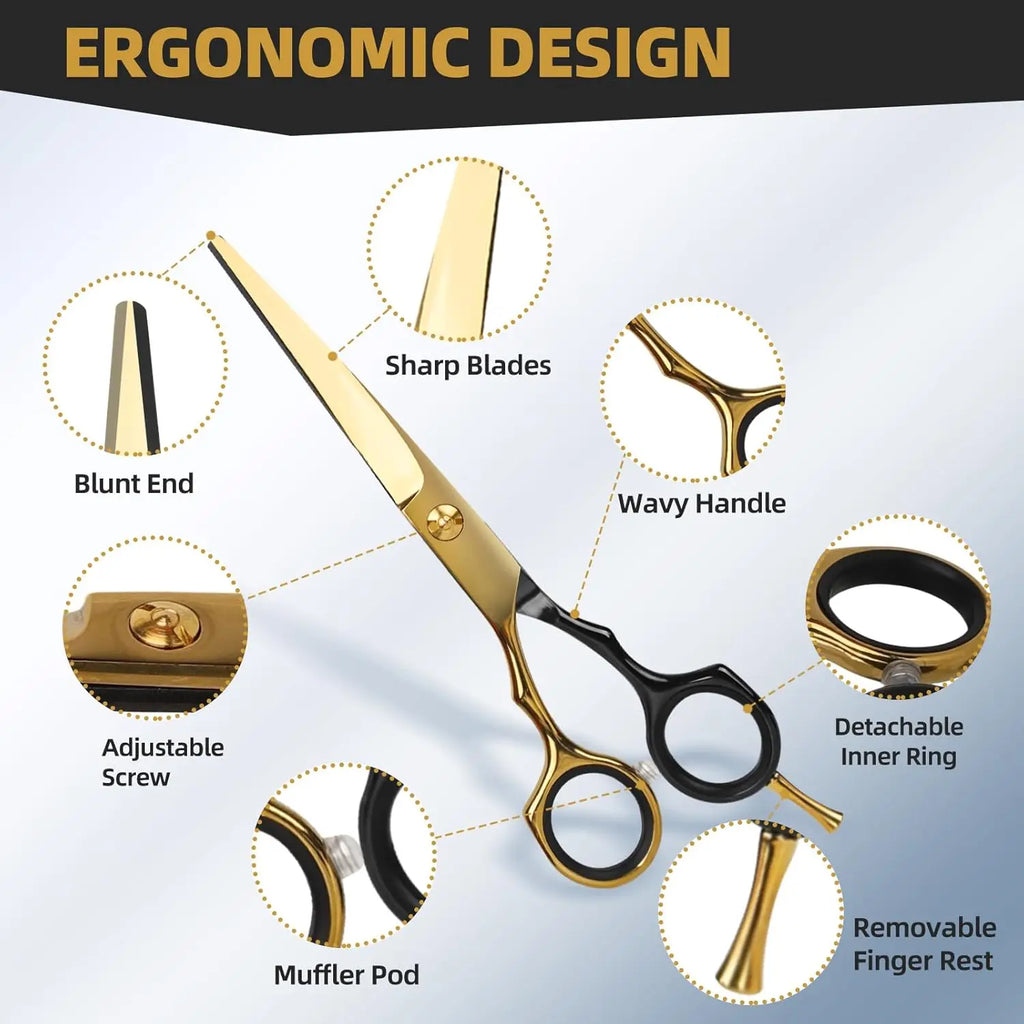 14Pcs Hair Scissor Professional Set Stainless Steel Barber Supplies  Hairdressing Shear Pet Home Salon Cutting Thinning Scissors
