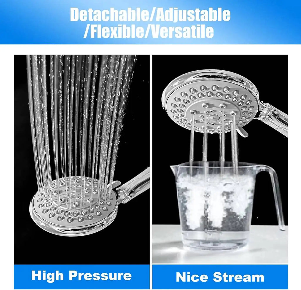Detachable Handheld Head With - High Pressure 5 Functions Showerheads Hand Held Shower Heads,Extra Long 4.7 Ft. Stainless Steel