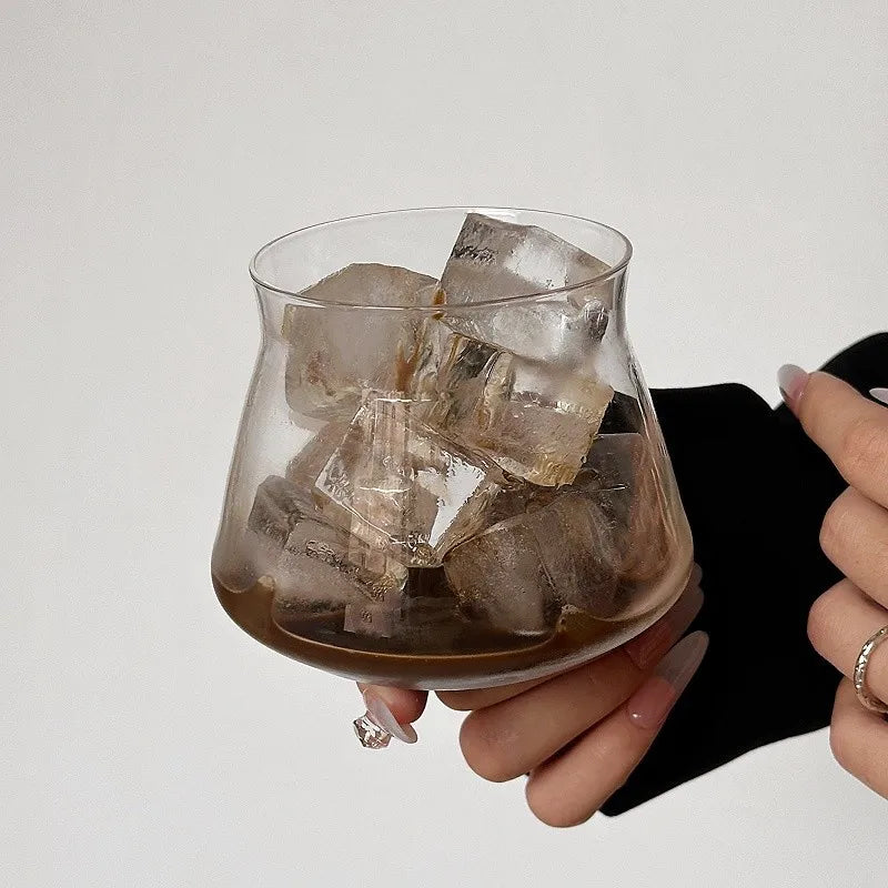 Retro Cold Coffee Cups Whiskey Glass Durable Glassware Cocktails Wine Brandy Cup Water Juice Mug Party Drinking