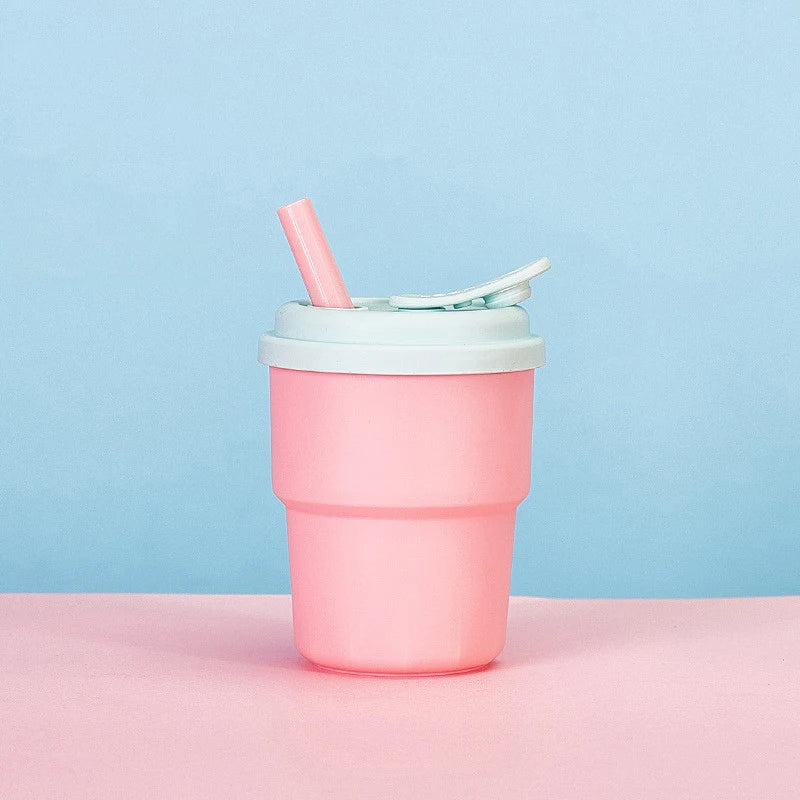 400ml Coffee Mug With Lid Straw Silicone Cold Juice Milk Tea Mug Leak-Proof Drinking Water Bottles Portable Travel Cup