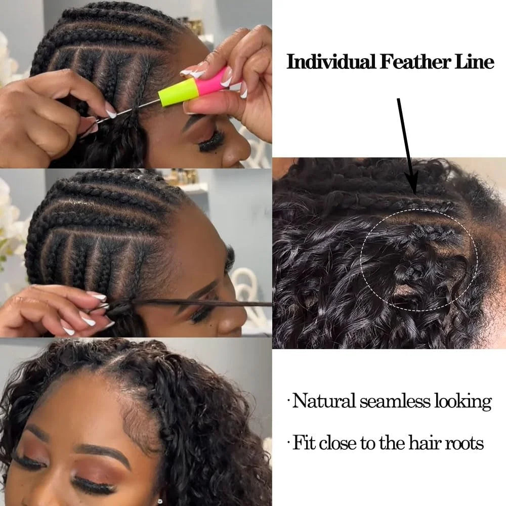 Crochet Human Hair Deep Wave Kinky Straight Curly Feather Crochet Hair Extensions 100% Brazilian Human Hair 24 Inch for Women