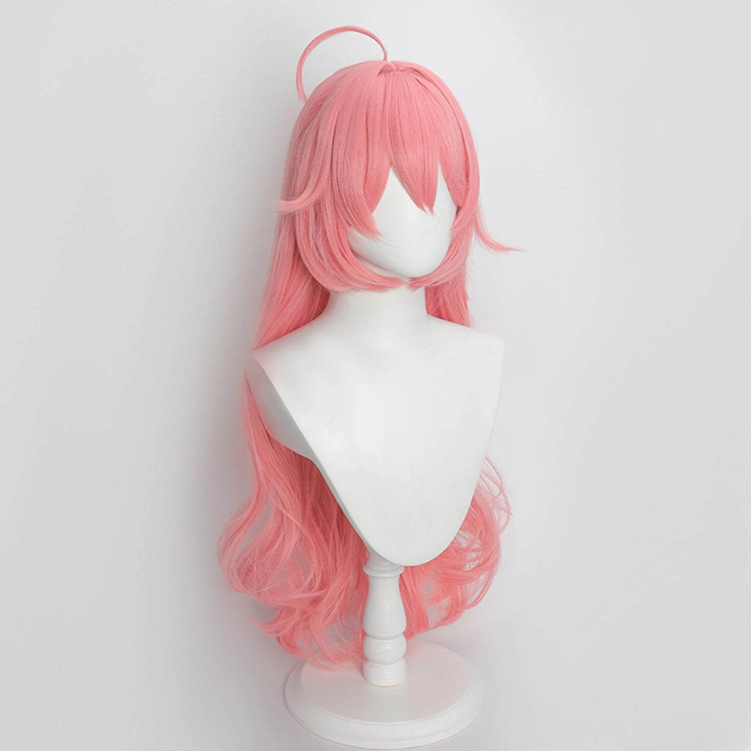 Anime Cosplay Wig Pink Long Curly Hair Heat Resistant Synthetic Wig for Game Character Cos Halloween Party