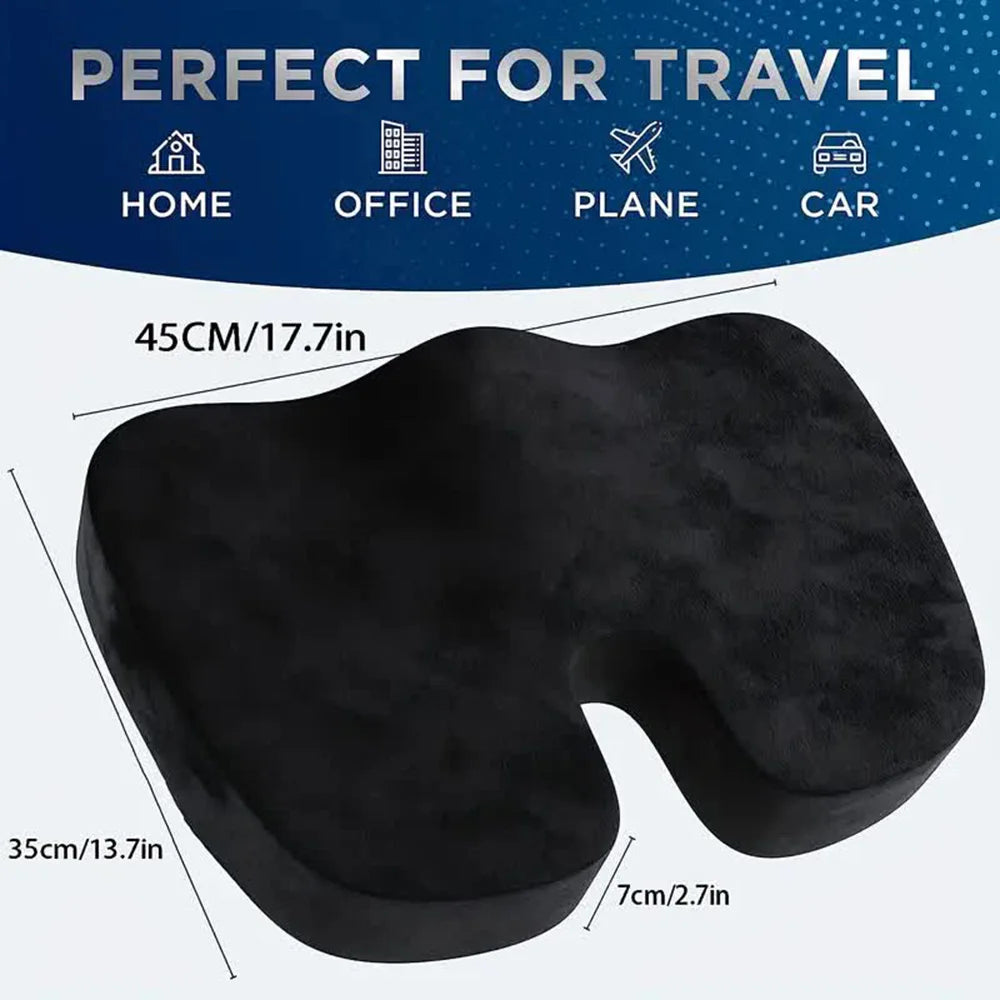 U-Shaped Memory Foam Seat Cushion, Orthopedic Pillow for Office Chair, Car, Travel, Hip & Back Support