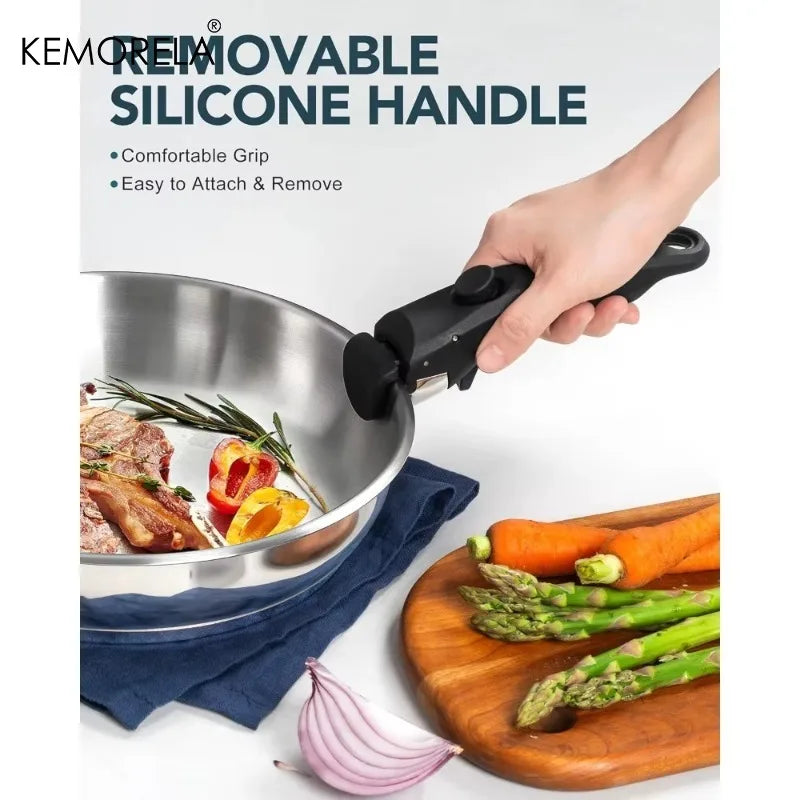 KEMORELA 316 Stainless Steel Pot Set -Stackable Induction Cookware with Removable Handles, Oven Safe Dishwasher Friendly,Durable