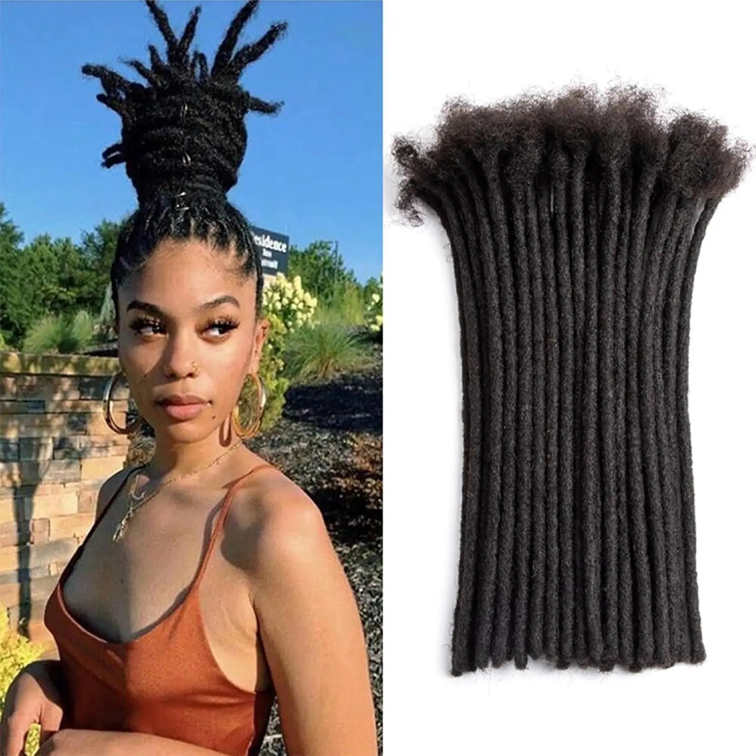 Dreadlock Extensions 0.8 cm Width Locs Hair For Men/Women Permanent Dread Locs Extensions Synthetic Hair Full Hand-Made