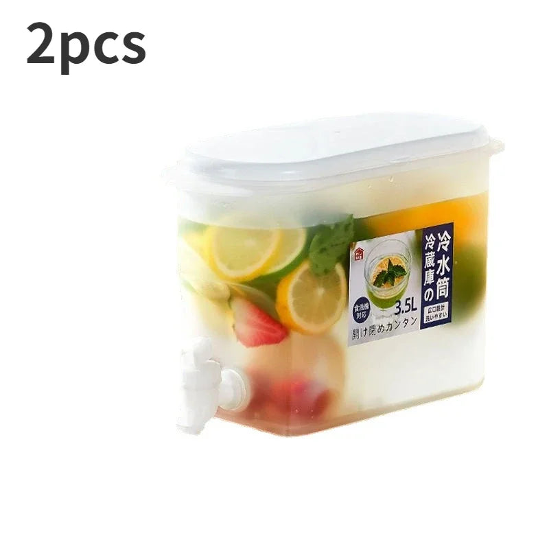 2Pcs Large Capacity Cold Kettle 3.5L Juice Jug Cold Kettle with Faucet In Refrigerator Ice Drink Dispenser Fridge and Faucet
