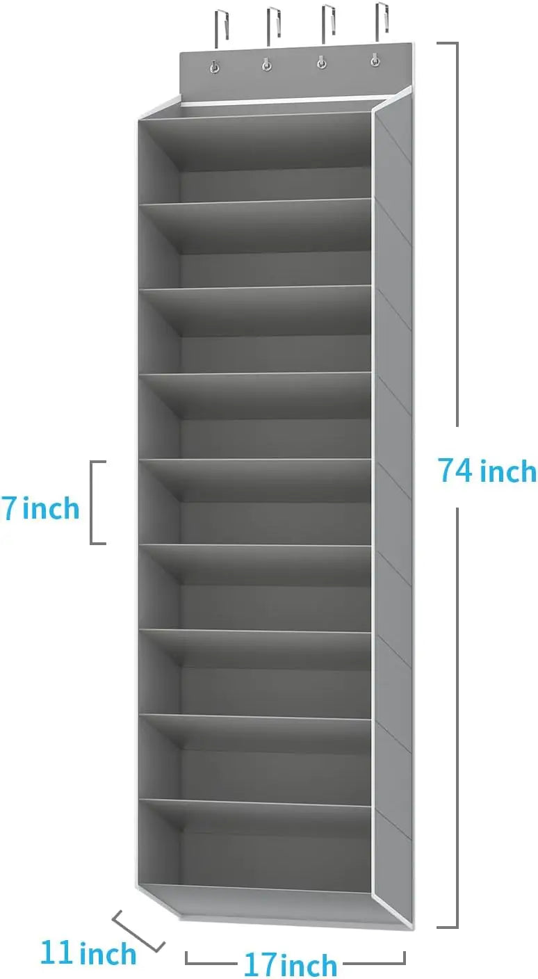 Space Saving Over The Door Shoe Organizer, 10-Tier Hanging Rack Holds 20 Pairs of Shoes, Storage for Sneakers Boots