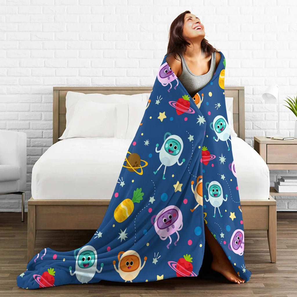 Bumble Nums Space Birthday Blankets Super Simples Airplane Flannel Throw Blanket For Couch Chair Sofa Bed Soft Warm Bedspread