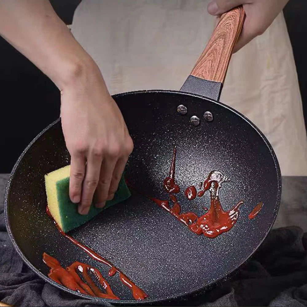 32CM Non-Stick Deep Wok Frying pan Household Induction Cooker Gas Universal Skillet Saucepan Kitchen Cookware Cooking Pot Fried