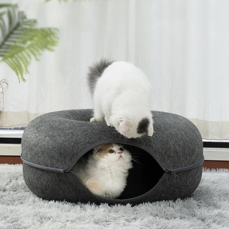 Donut Cat Bed Pet Cat Tunnel Toys Kitten House Basket Interactive Play Kitten Sports Equipment Cat Training Toy Cat House