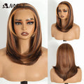NOBLE 16 Inch 6x4 Lace Front Wig Synthetic Hair Ombre Ash Blonde with Dark Root Heat Resistant Fiber Glueless Wig for Women